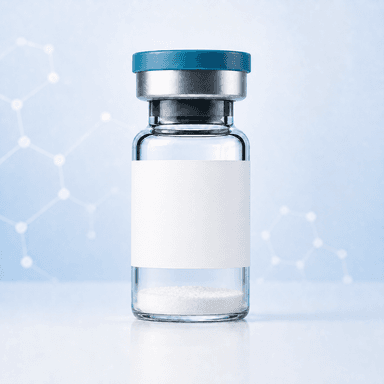 Vial ilustrativo de material peptídico para investigación